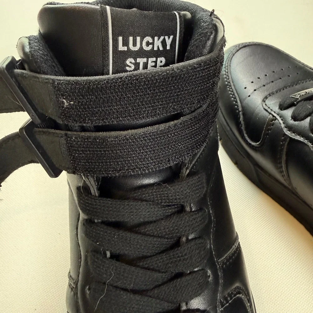 Lucky Step‎ Mens High Top Sneakers Black Air Cooled Strap Athletic Shoes Size 9
